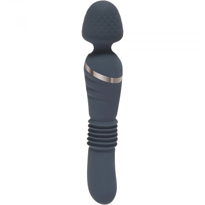 Vibrator Wand Dual End Thrusting 8 Moduri Vibratii&amp;amp;3 Viteze Sus-Jos Silicon USB Albastru foto