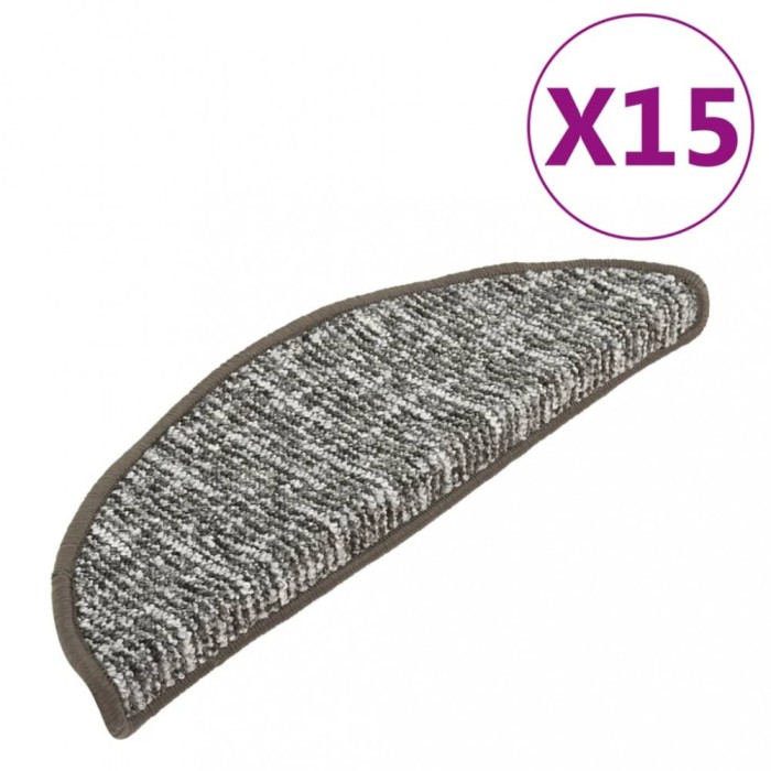 Covorase pentru trepte scara, 15 buc., antracit, 56x17x3 cm