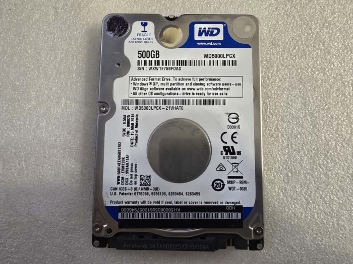Hard Disk Laptop 500GB WD Blue WD5000LPCX, SATA-III, 5400RPM, Cache 8MB