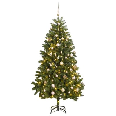 vidaXL Brad Crăciun artificial articulat cu 300 LED-uri/globuri 300 cm 3210150 foto