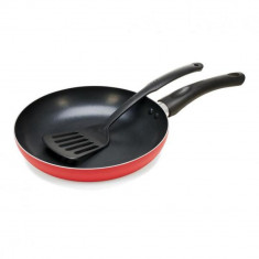 TIGAIE ALUMINIU 24X4.5CM + SPATULA NYLON 32 CM, GUSTO Material: tigaie aluminiu presat 2 mm + spatula nylon Interior: non stick negru Exterior: burgun foto