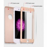 Husa Apple iPhone 6 Plus MyStyle Original 360 Rose Gold + Folie Protectie Ecran, Protectie Camera