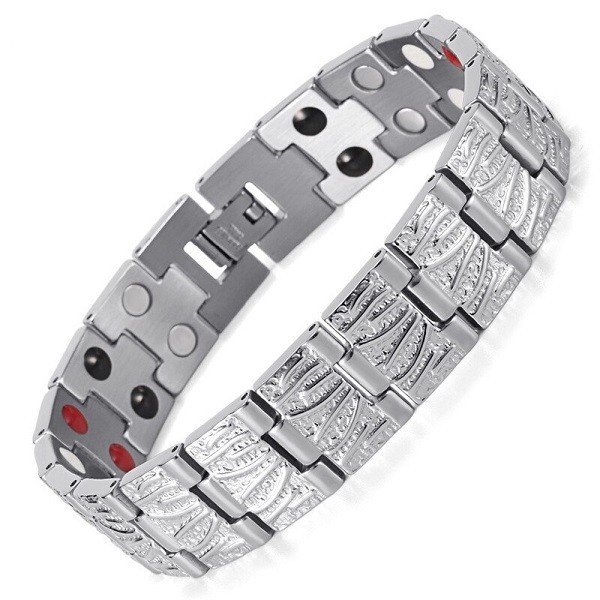 Bratara magnetica din otel inoxidabil, silver, model SY116