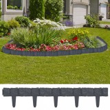 vidaXL Gard Gazon 10 m, 41 Bucăți, Plastic Aspect Piatră Antracit - Bordură Decorativă Grădină, Curte