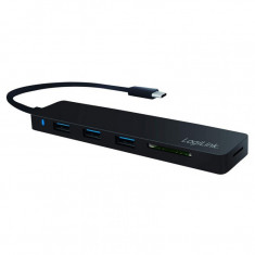 HUB USB Logilink UA0312, USB 3.0 x3, USB Tip C, Negru foto