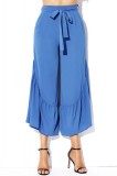CL763-4 Pantaloni stil Palazzo cu talie inalta, accesorizati cu fundita