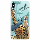 Husa silicon pentru Apple Iphone X, Children Drawings Elephants Giraffes Lions