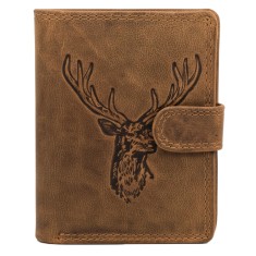 Portofel vertical RFID barbati din Piele Naturala: Hunter Gold Edition, 9,5x12,5x3 cm