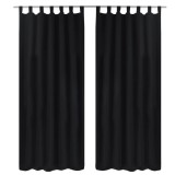 Draperii micro-satin cu bride, 2 buc, 140 x 225 cm, negru GartenMobel Dekor, vidaXL