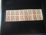 Romania 1920-22 Ferdinand - Uzuale bust mare 15B nedantelat bloc x16 extrem de RRRar