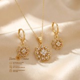 Set Fiore di Luce , cercei, pandantiv E i lant placate cu aur 14K, model floral