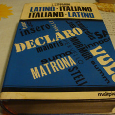 Lipparini - Dictionar latin italian si italian latin- cartonata
