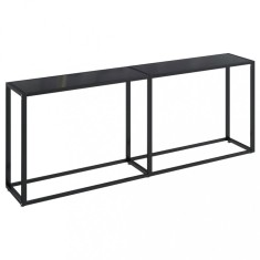 Masa consola, negru, 200x35x75,5 cm, sticla securizata foto