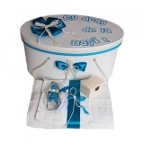 Set cutie trusou personalizata si trusou botez, decor turcoaz Denikos&reg; 237