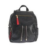 Rucsac modern negru cu snur decorativ si buzunar frontal