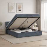Cumpara ieftin Pat ottoman cu saltea Gri inchis 160 x 200 cm Catifea
