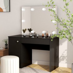 vidaXL Masa de machiaj cu lumini LED, negru , 110x55x145 cm, MDF foto