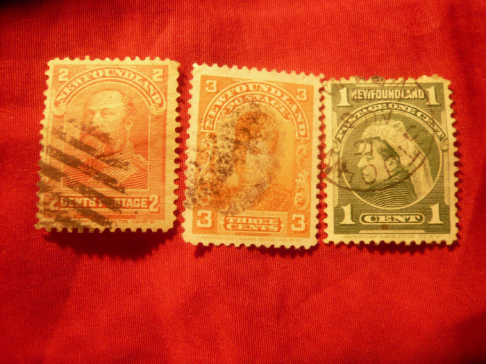 3 Timbre New Found Land colonie britanica 1897 - Fam. Regala,val.1 ,2,3C stamp.