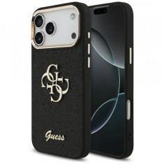 Husa pentru Apple iPhone 17 Pro Max, Guess, Fixed Glitter Big 4G Metal Frame, Neagra