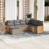 Gossi set canapele de gradina, 7 piese, cu perne, bej, poliratan