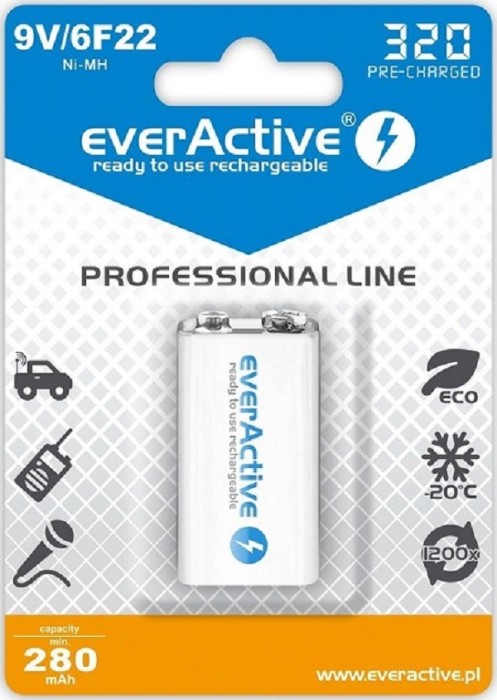 Acumulator Evearctive 9V 320mAh Ni-Mh 6F22 1 Bucata / Set Acumulator Evearctive 9V 320mAh Ni-Mh 6F22 1 Bucata / Set