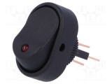 ROCKER SPST 2 ON-OFF 30A/12VDC Neagră cu LED SCI R13-133-DC