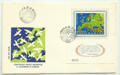 Romania 1975 - FDC colita nedantelata CSCE Helsinki - LP 892 foto