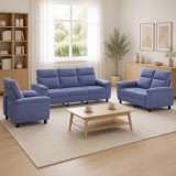 Cumpara ieftin Set de canapea 3 pcs Albastru Jeans Tesatura