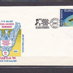 Romania 1991 - ANIVERSARI. ZIUA AVIATIEI ROMANE, CARACAL, FDC (3)