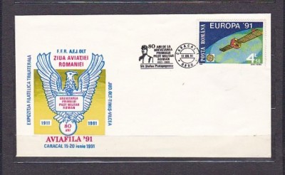 Romania 1991 - ANIVERSARI. ZIUA AVIATIEI ROMANE, CARACAL, FDC (3) foto