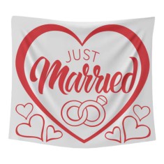 Decor pentru nunta, 1.8 x 2 m, poliester, alb, rosu