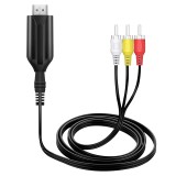 Cablu HDMI la AV, Active, Full HD, convertor HDMI digital la 3 x RCA analog, cu mufa video si sunet audio tata, cablu alimentare USB 5V, compatibilita