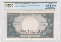 1000 lei Octombrie 1944 PCGS65 unc bancnota gradata