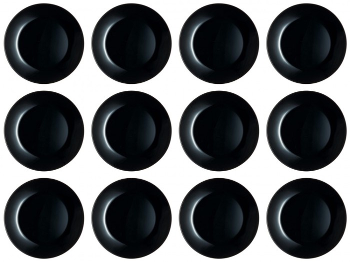 Set farfurii 12 piese, din opal Negre, diametru 25 cm