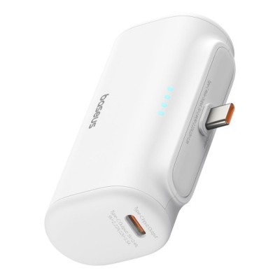 Acumulator Extern Type-C, 20W, 5000mAh + Cablu Type-C - Baseus (P10068306213-00) - White foto