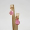 Cercei Argint 925 Placat Aur Roz cu Agat Roz Fațetat Lacrimă 2.6cm - Bijuterie Handmade Italia