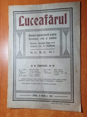 luceafarul nr. 20/1912-director octavian goga,gheorghe baritiu,ion agarbiceanu foto