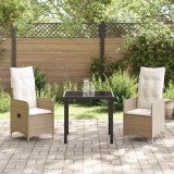 vidaXL Set de masă pentru grădină cu pernă 3 pcs Bej Rattan poli