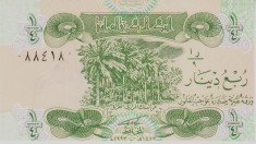 Bancnota Irak 1/4 Dinari 1993 - P77 UNC foto