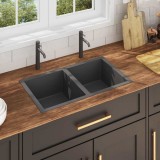 VidaXL Chiuvetă de bucătărie lucrată manual, negru, oțel inoxidabil