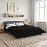 vidaXL Duvet de iarnă Negru 220 x 260 cm Microfibră și fleece Teddy 42026335
