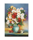 Cumpara ieftin Tablou vaza cu flori pictat manual, Invitatie la o cafea, 70x50cm pictura ulei pe panza