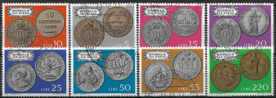 B0613 - San Marino 1972 - Numismatica 8 v.stampilat,serie completa foto