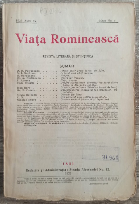 Viata Romaneasca// martie 1923