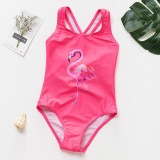 Costum de baie roz bombon cu flamingo drool (marime: 90)