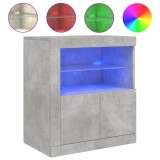 Cumpara ieftin Servanta cu lumini LED, gri beton, 60,5x37x67 cm