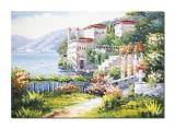 Cumpara ieftin Tablou peisaj lacul Como pictat manual, Colt de rai, 70x50cm ulei pe panza in cutit efect 3D, Magistral