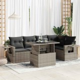 vidaXL Set mobilier grădină cu perne, 6 piese, gri, poliratan 3326481