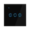 Intrerupator Smart Touch Techstar&reg;, Wireless 2.4GHz, Dimmer, Sticla Securizata, Design Modern, Iluminare LED, 1 Faza, cu NUL, Negru