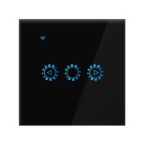 Intrerupator Smart Touch Techstar&reg;, Wireless 2.4GHz, Dimmer, Sticla Securizata, Design Modern, Iluminare LED, 1 Faza, cu NUL, Negru